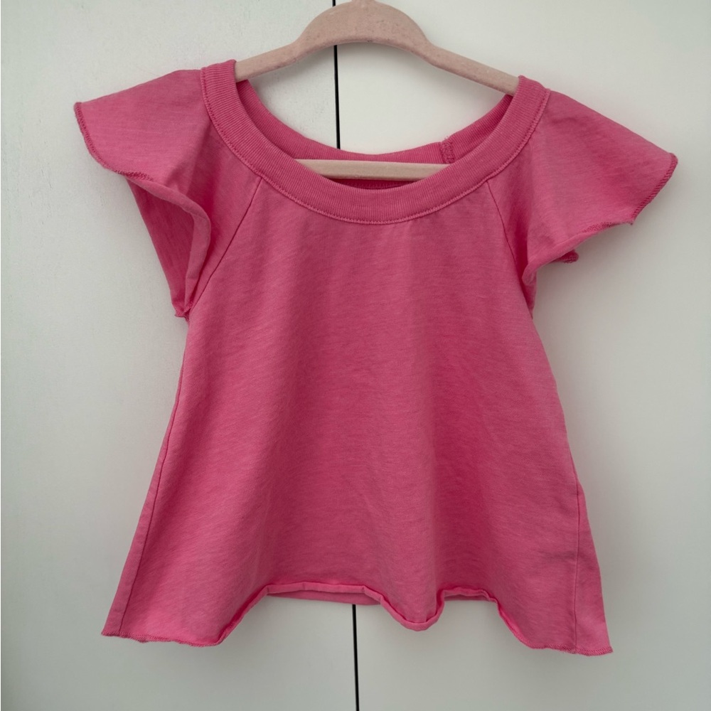 Chaser Girls Pink Flutter Sleeve Shirttail Tee 2